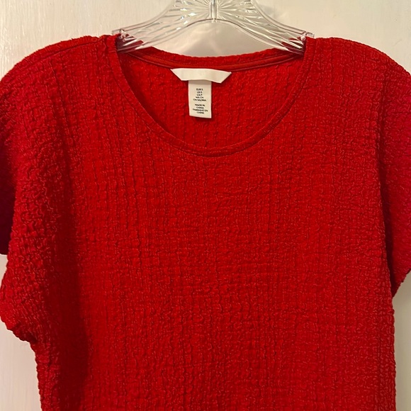 H&M Textured Jersey Top in red, Size S - Picture 3 of 9